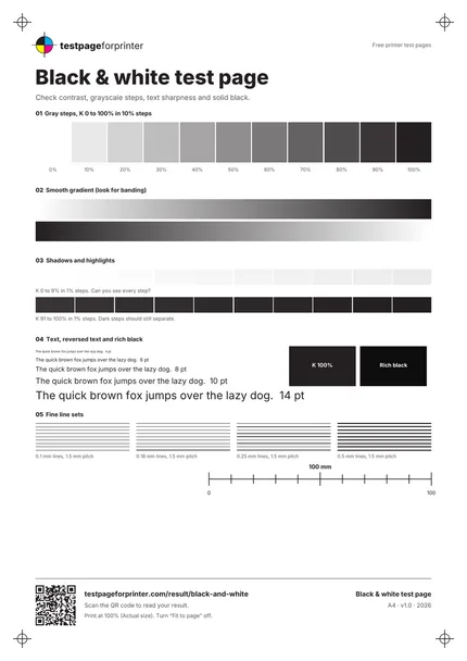 Preview of the Black & white test page