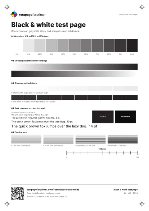 Preview of the Black & white test page