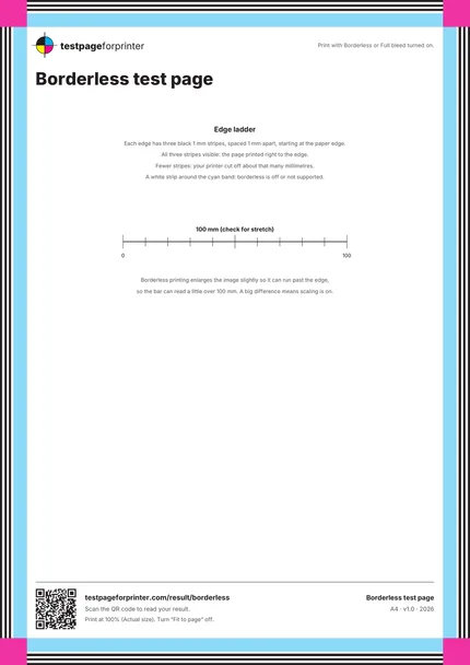 Preview of the Borderless test page