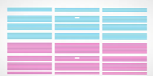Simulated nozzle check with gaps in some lines