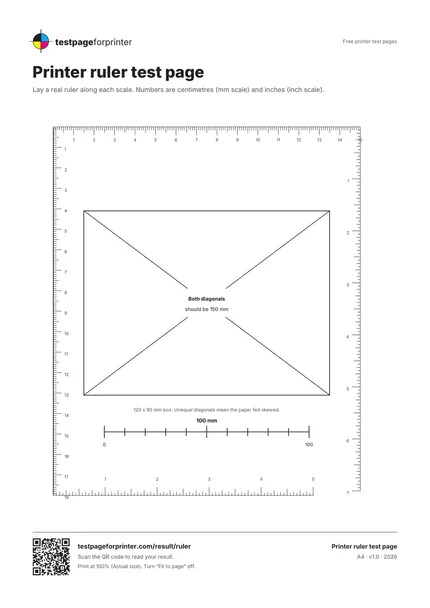 Preview of the Printer ruler test page